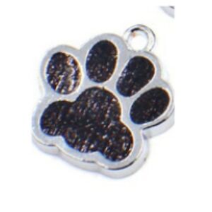 Charm Paw Print Glitter Black Fashion Key Fob Pet Collar Bracelet 5/8" Square
